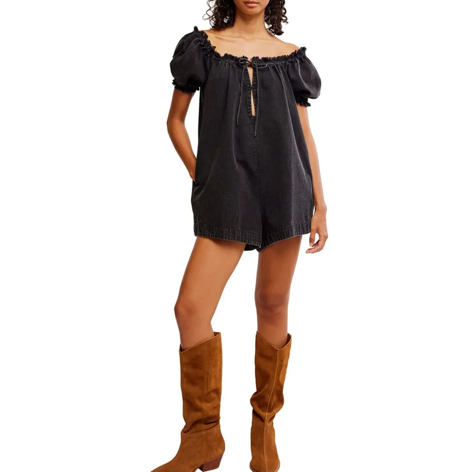 Daisy Denim Babydoll Romper - Women's