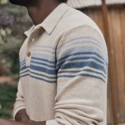 Ellias Chest Stripe Sweater Polo - Men's