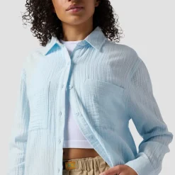 Long Cotton Gauze Long-Sleeve Button-Down - Women's