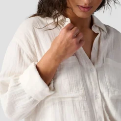 Long Cotton Gauze Long-Sleeve Button-Down - Women's