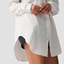 Long Cotton Gauze Long-Sleeve Button-Down - Women's