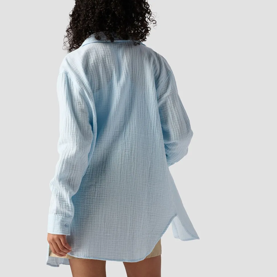 Long Cotton Gauze Long-Sleeve Button-Down - Women's