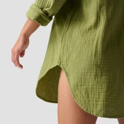 Long Cotton Gauze Long-Sleeve Button-Down - Women's