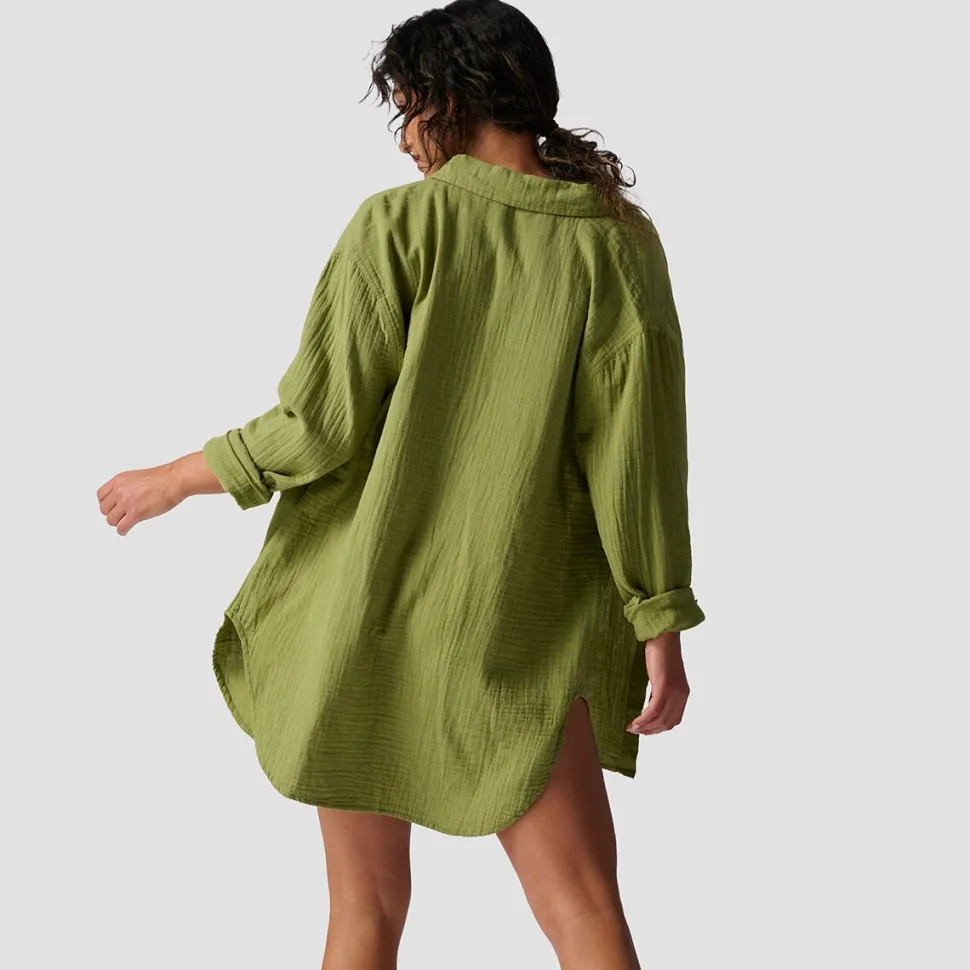 Long Cotton Gauze Long-Sleeve Button-Down - Women's