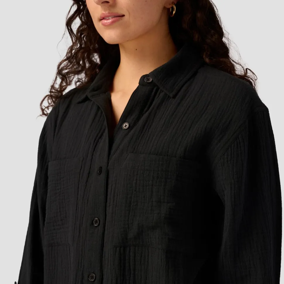 Long Cotton Gauze Long-Sleeve Button-Down - Women's