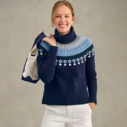 Supersoft Waffle Fair Isle Turtleneck Sweater - Women's