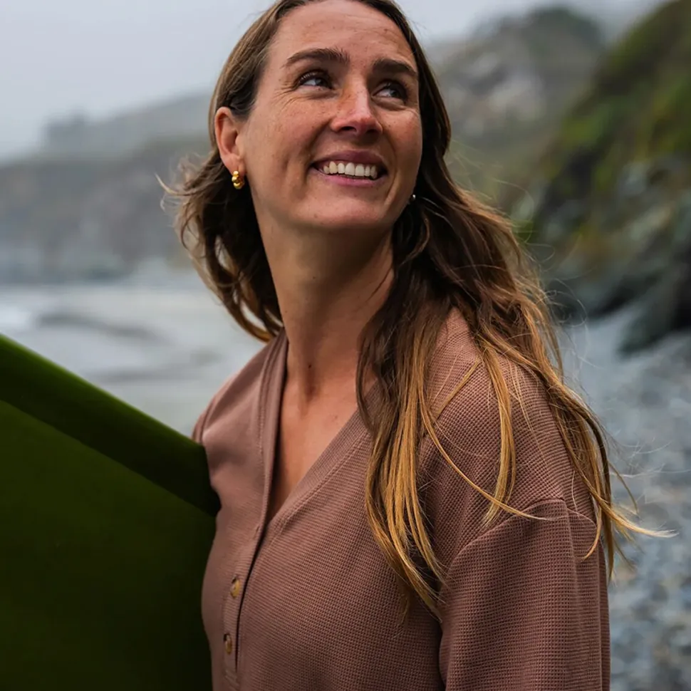 Waffle Long-Sleeve Henley Top - Women's