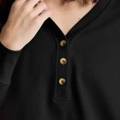 Waffle Long-Sleeve Henley Top - Women's