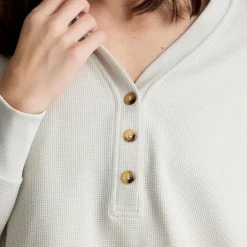 Waffle Long-Sleeve Henley Top - Women's