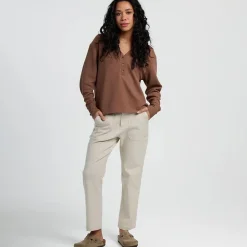 Waffle Long-Sleeve Henley Top - Women's