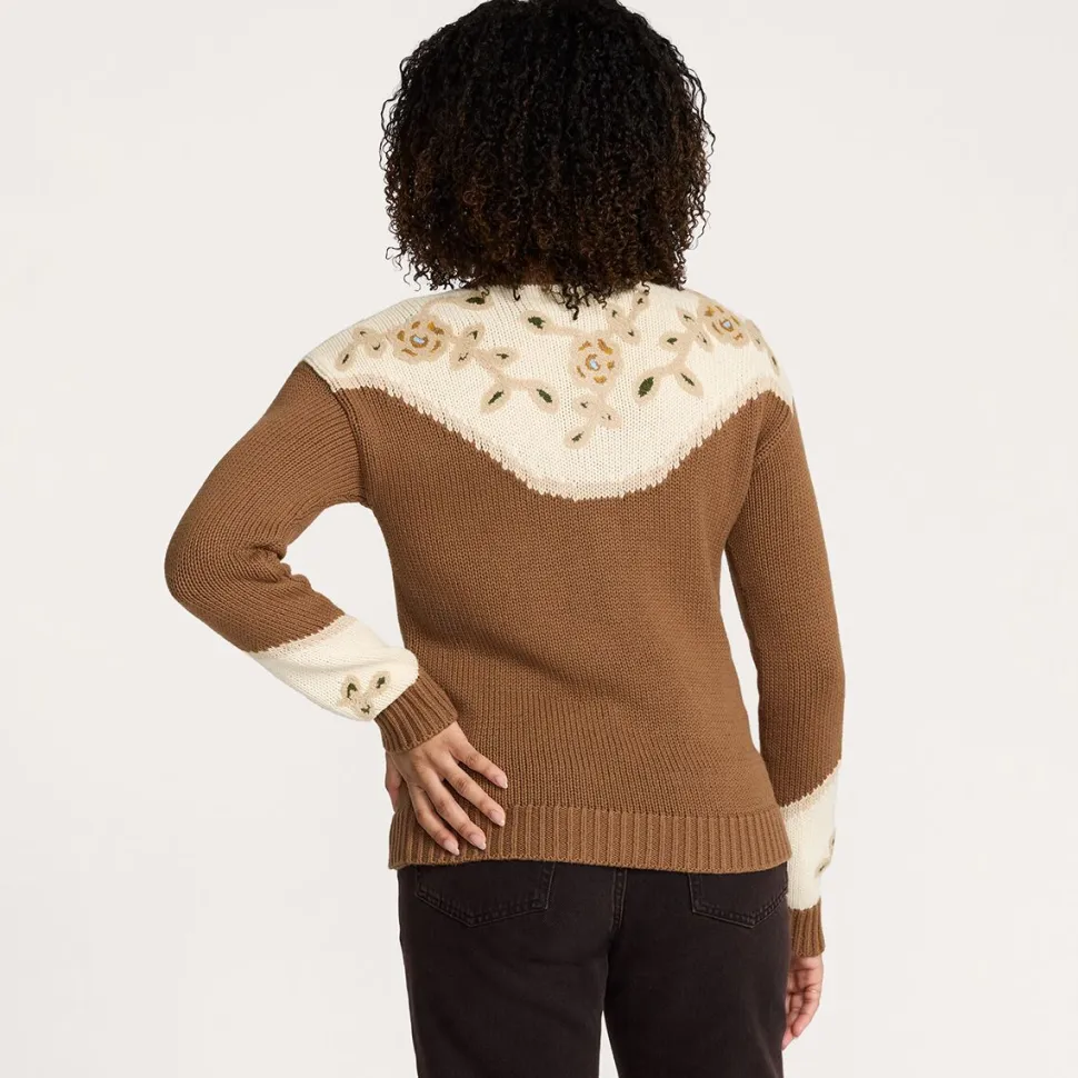 Western Floral Henley Sweater - Women's